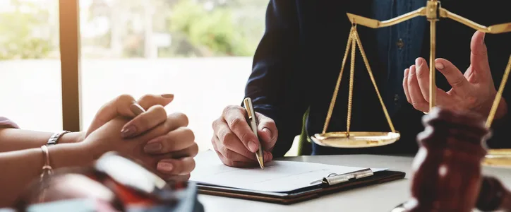 attorney sitting with client