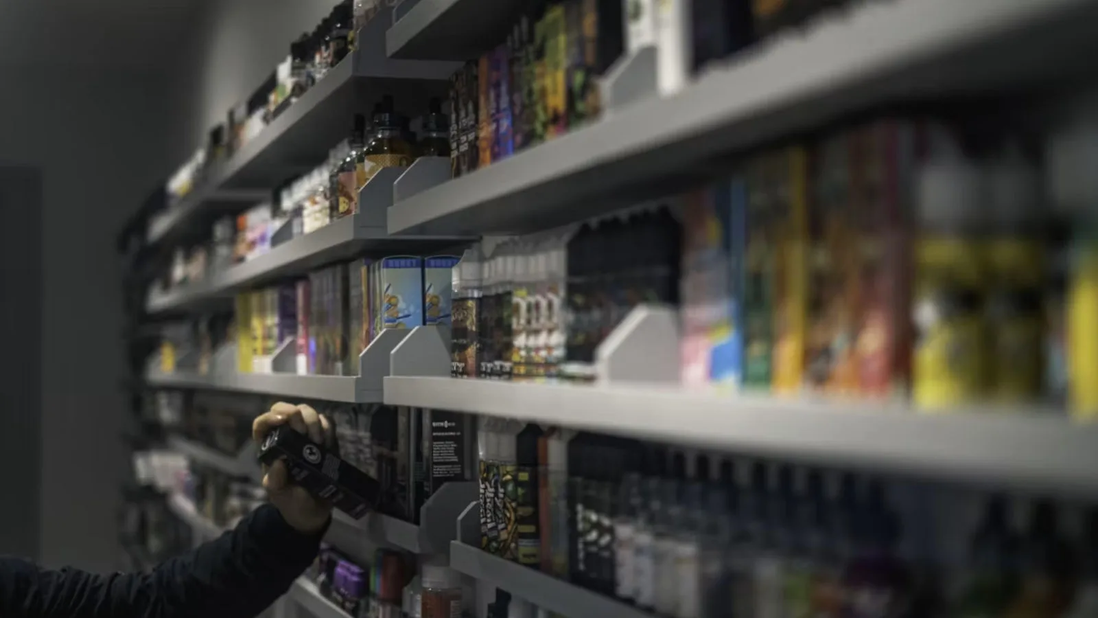 Somebody shopping in a vape store