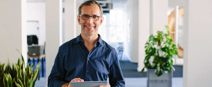 Business owner smiling