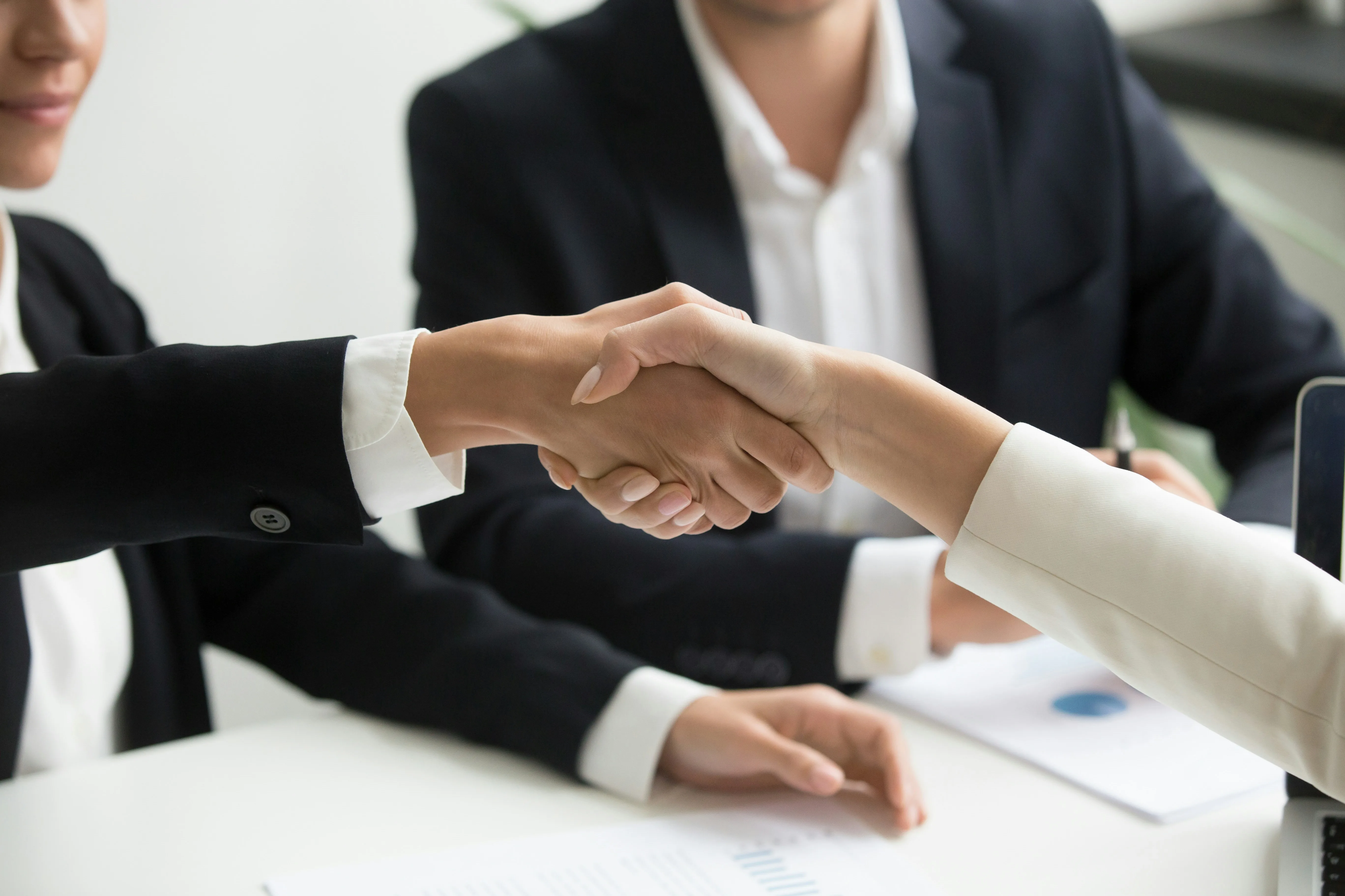Two business people shaking hands